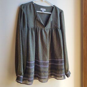 LOFT Outlet Green Prairie Style Tunic Size Small
